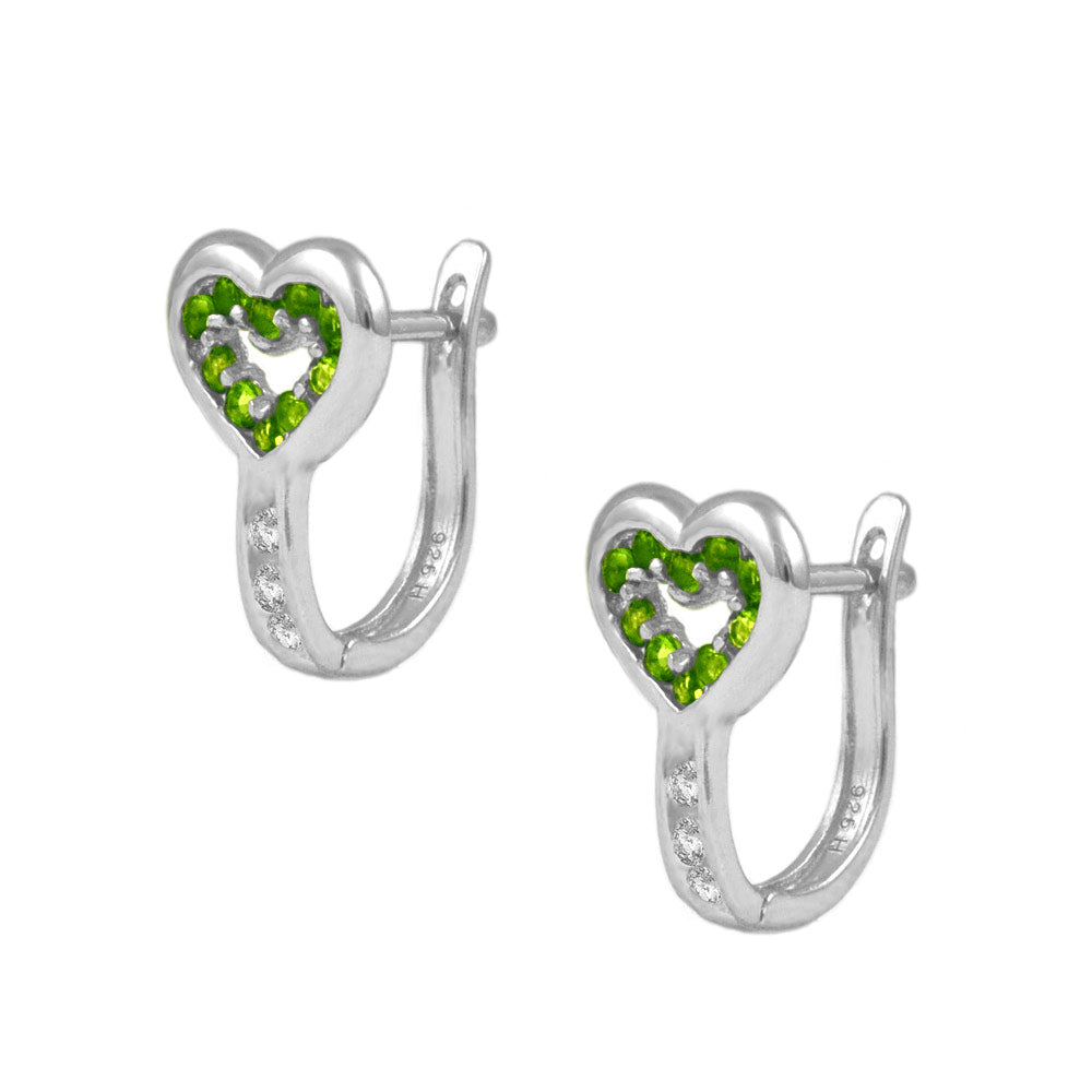 Children & Teens Sterling Silver Heart Shaped Birthstone Latch Back Earrings 1