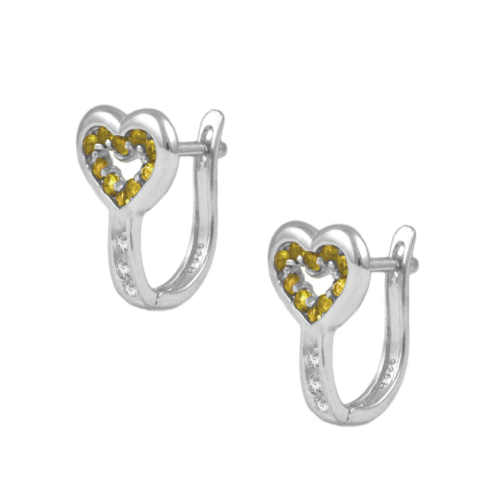 Children & Teens Sterling Silver Heart Shaped Birthstone Latch Back Earrings