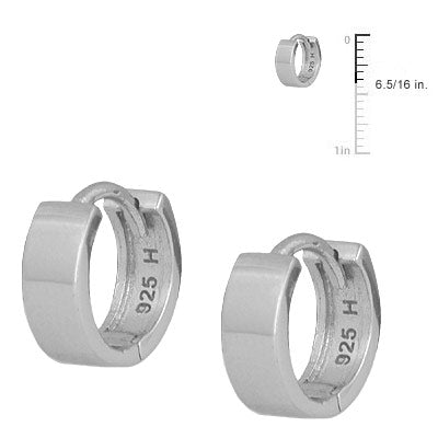 Kids Jewelry - Sterling Silver Wide Plain Huggie Hoop Earrings For Girls 2