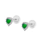 Little Girls Silver Birthstone Silicone Back Heart Shaped Earrings