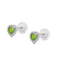 Little Girls Silver Birthstone Silicone Back Heart Shaped Earrings