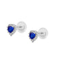 Little Girls Silver Birthstone Silicone Back Heart Shaped Earrings