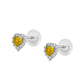 Little Girls Silver Birthstone Silicone Back Heart Shaped Earrings