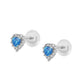 Little Girls Silver Birthstone Silicone Back Heart Shaped Earrings