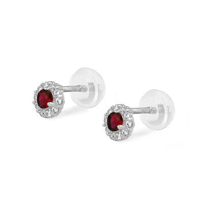 Sterling Silver Birthstone Flower Shaped Earrings For Babies And Toddlers 1