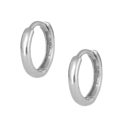 14K Yellow Or White Gold Plain Huggie Hoop Earrings For Children