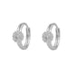 Girl's 14K White Gold Flower CZ Birthstone Huggie Hoop Earrings 1