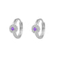 Girl's 14K White Gold Flower CZ Birthstone Huggie Hoop Earrings