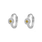 Girl's 14K White Gold Flower CZ Birthstone Huggie Hoop Earrings