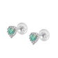 Little Girls 14K White Gold Birthstone Silicone Back Heart Shaped Earrings