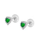 Little Girls 14K White Gold Birthstone Silicone Back Heart Shaped Earrings