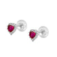 Little Girls 14K White Gold Birthstone Silicone Back Heart Shaped Earrings