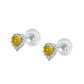 Little Girls 14K White Gold Birthstone Silicone Back Heart Shaped Earrings