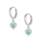 Girls 14K White Gold Birthstone Dangling Heart Huggie Earrings