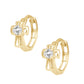 Gold Or Silver Cubic Zirconia Cross Huggie Hoop Earrings for Girls