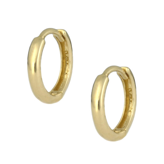 14K Yellow Or White Gold Plain Huggie Hoop Earrings For Children 1