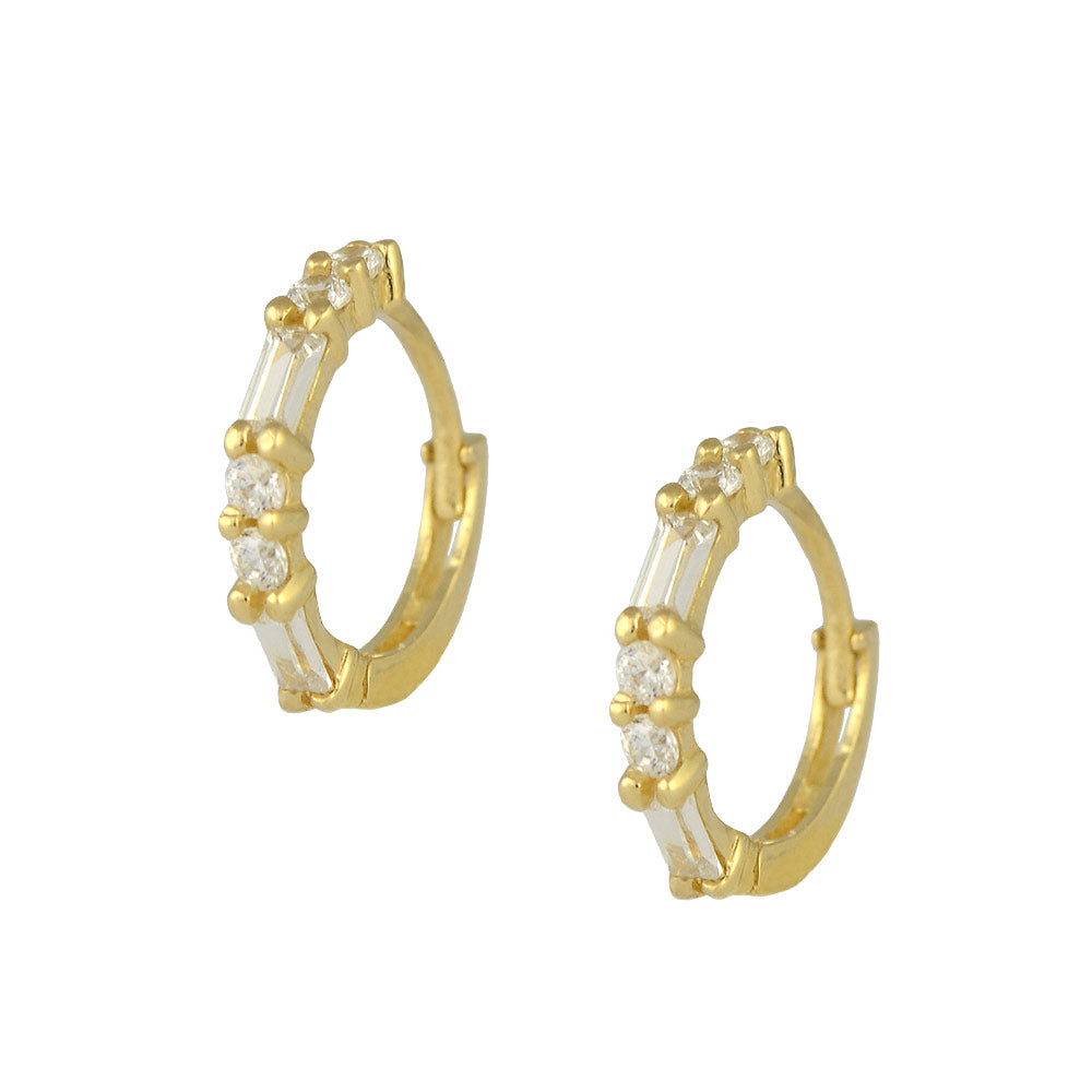 Girls Fine Jewelry - 14K Yellow Or White Gold Cubic Zirconia Huggie Earrings 1