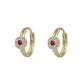 Girl's 14K Yellow Gold Flower CZ Birthstone Huggie Hoop Earrings