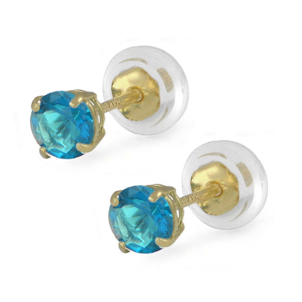 14K Yellow Gold 4mm Birthstone Silicone Back Earrings For Girls 1