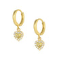 Girls 14K Yellow Gold Birthstone Dangling Heart Huggie Earrings