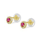 14K Yellow Gold Flower Shaped Birthstone Earrings For Babies And Toddlers