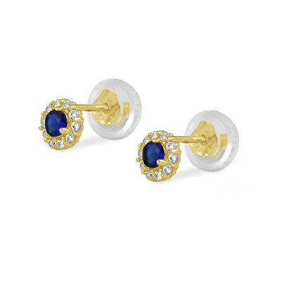 14K Yellow Gold Flower Shaped Birthstone Earrings For Babies And Toddlers