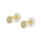 14K Yellow Gold Flower Shaped Birthstone Earrings For Babies And Toddlers