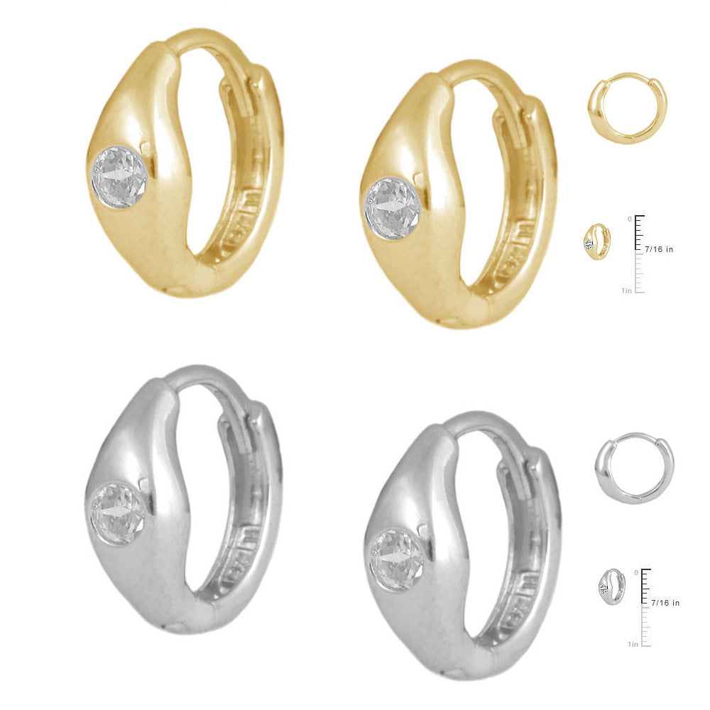 Children's Jewelry - 14K Yellow Or White Gold White C.Z. Huggie Hoop Earrings 2