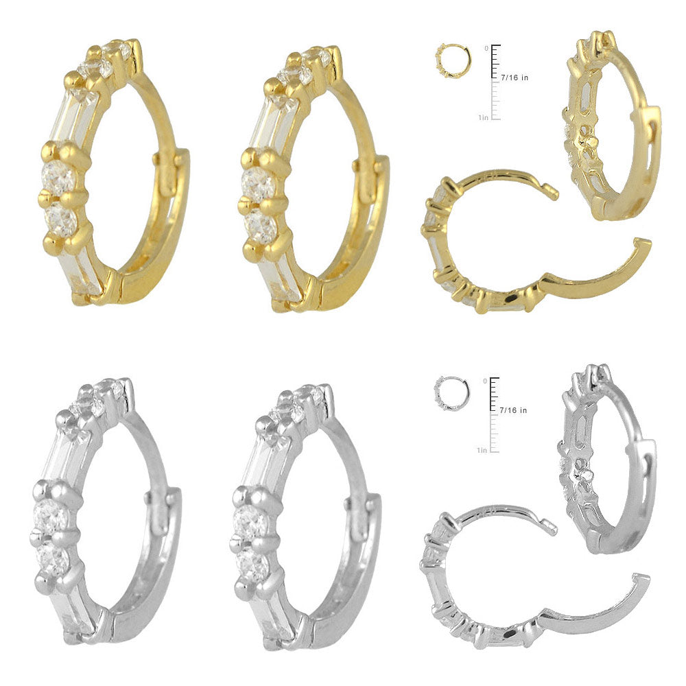 Girls Fine Jewelry - 14K Yellow Or White Gold Cubic Zirconia Huggie Earrings 2