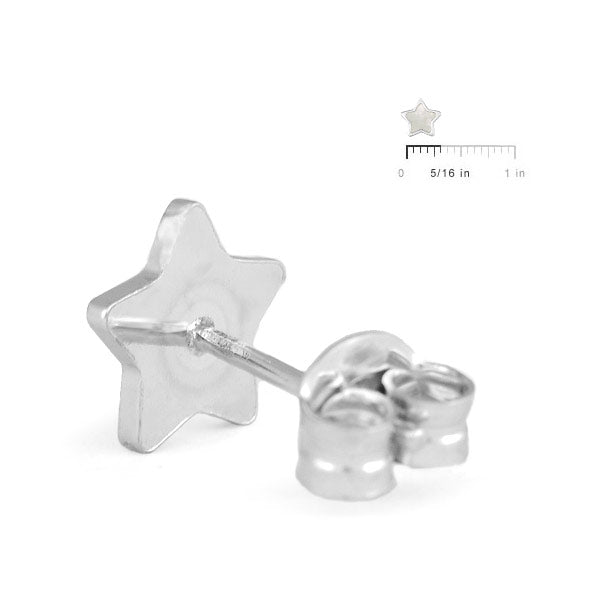 Sterling Silver White Mother of Pearl Star Earrings For Girls 2