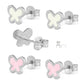 Sterling Silver White/Pink Mother of Pearl Butterfly Earrings For Girls 2