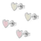 Sterling Silver White/Pink Mother of Pearl Heart Shaped Earrings For Girls 2