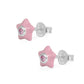 Sterling Silver Girls Simulated Birthstone Enameled Star Stud Earrings