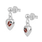 Sterling Silver Red Enamel Ladybug Heart Stud Or Dangling Earrings For Girls