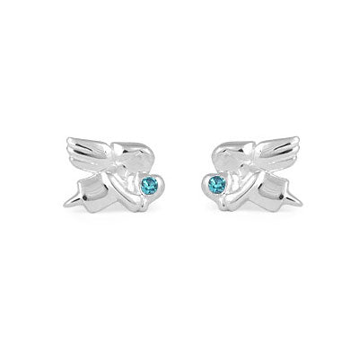 Children's Jewelry - Girls Sterling Silver Birthstone Angel Stud Earrings