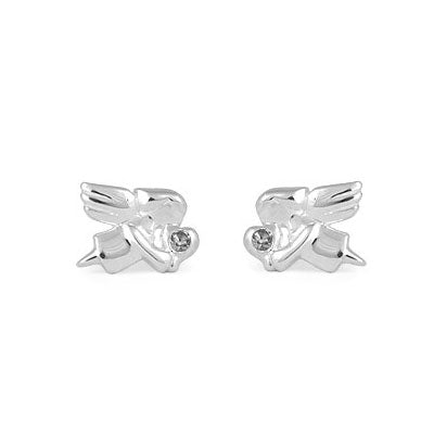 Children's Jewelry - Girls Sterling Silver Birthstone Angel Stud Earrings