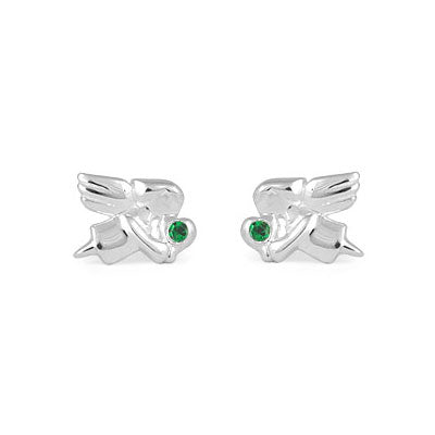 Children's Jewelry - Girls Sterling Silver Birthstone Angel Stud Earrings