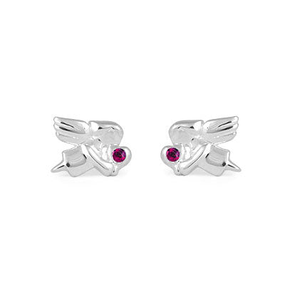 Children's Jewelry - Girls Sterling Silver Birthstone Angel Stud Earrings