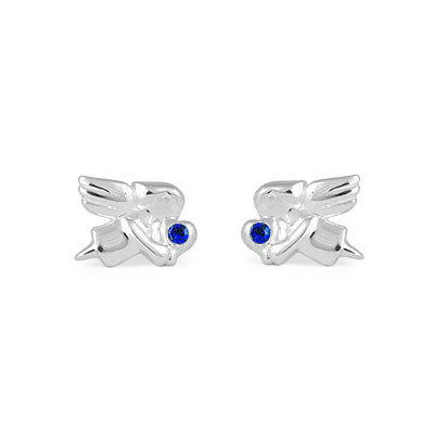 Children's Jewelry - Girls Sterling Silver Birthstone Angel Stud Earrings 1
