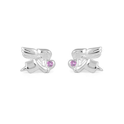 Children's Jewelry - Girls Sterling Silver Birthstone Angel Stud Earrings