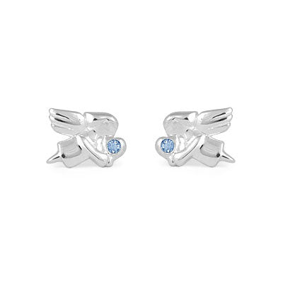 Children's Jewelry - Girls Sterling Silver Birthstone Angel Stud Earrings