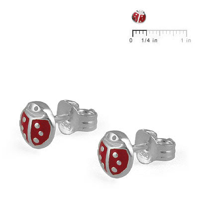 Children's Jewelry - Sterling Silver Ladybug Earring Studs For Girls 2