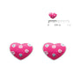 Girl Jewelry - Sterling Silver Fuschia And Polka Dot Heart Earring Studs 2