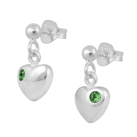 Girl's Jewelry - Sterling Silver Birthstone Heart Dangling Earrings 1