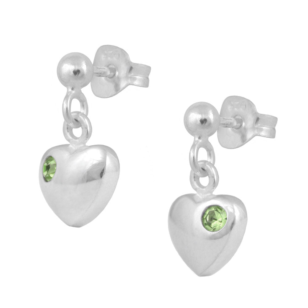 Girl's Jewelry - Sterling Silver Birthstone Heart Dangling Earrings