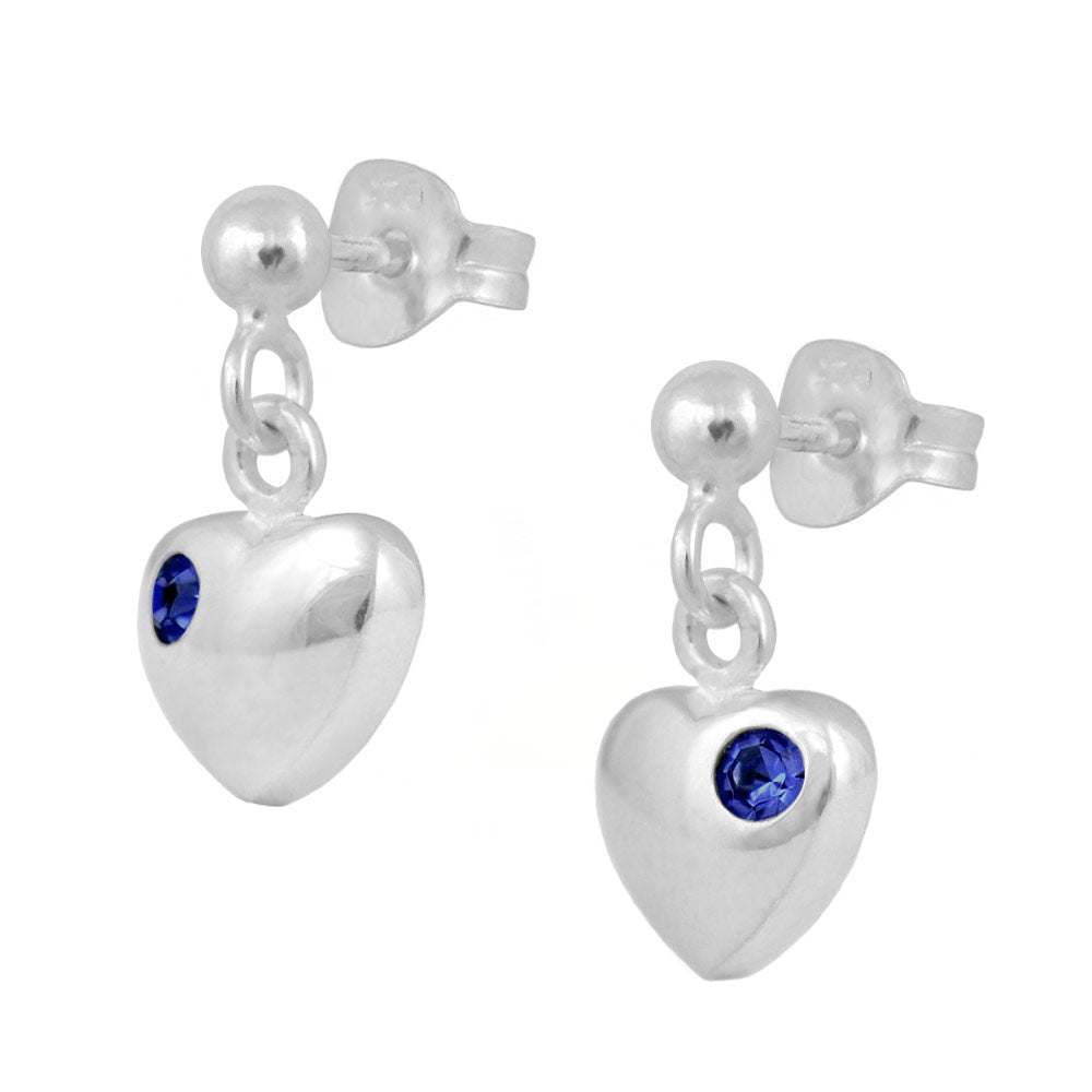 Girl's Jewelry - Sterling Silver Birthstone Heart Dangling Earrings