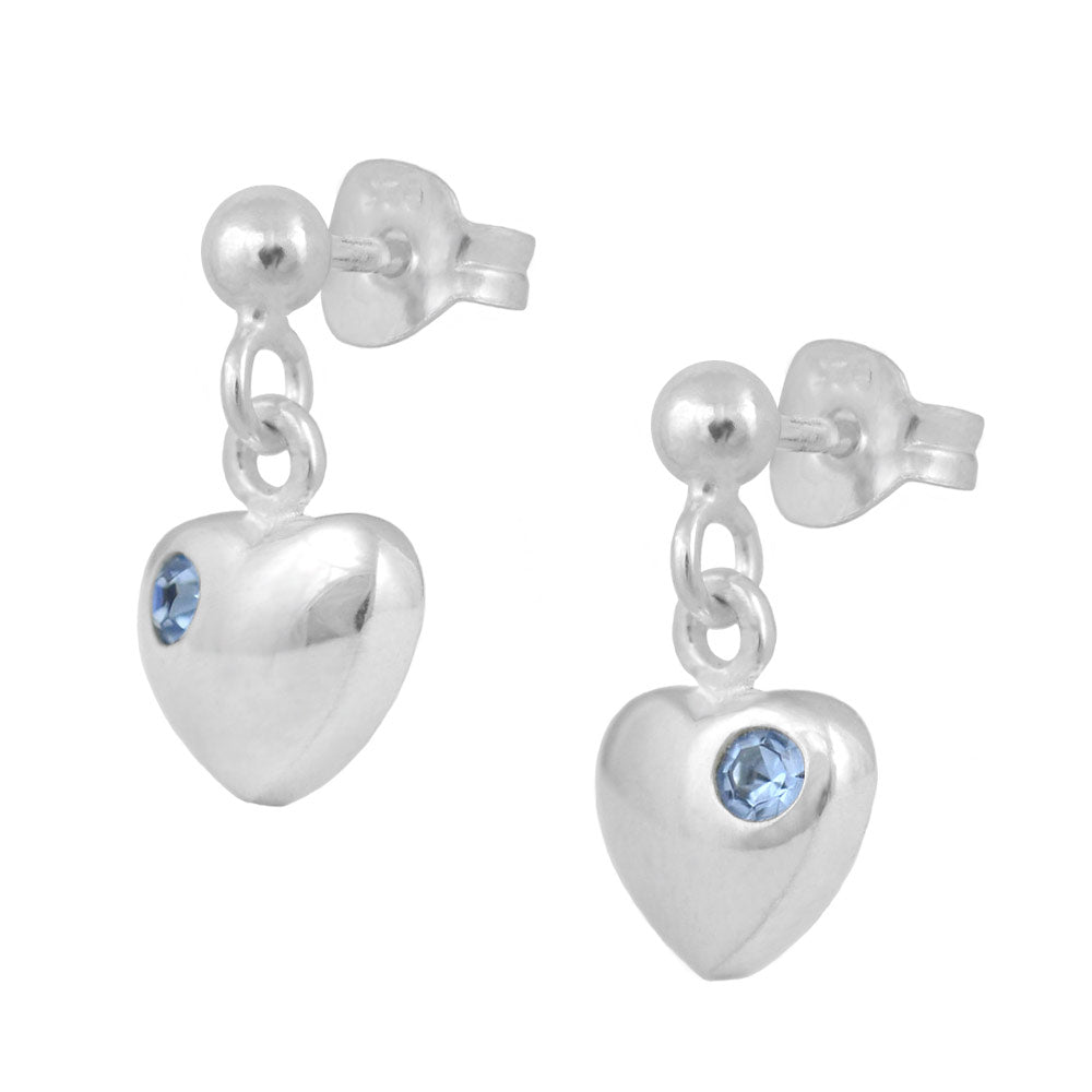 Girl's Jewelry - Sterling Silver Birthstone Heart Dangling Earrings