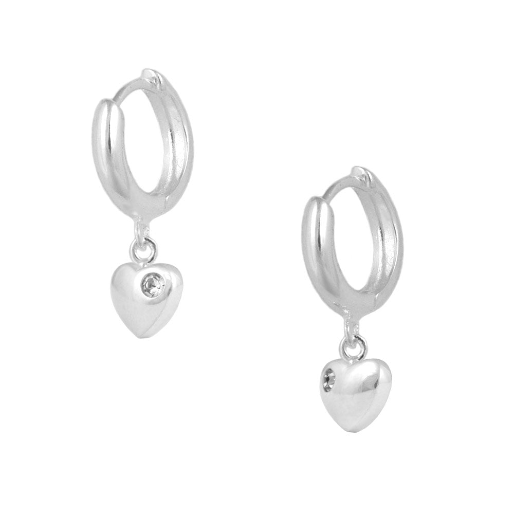 Girls Jewelry - Sterling Silver Birthstone Heart Huggie Hoop Earrings 1