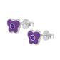 Girls Sterling Silver Birthstone Enamel Butterfly Stud Earrings