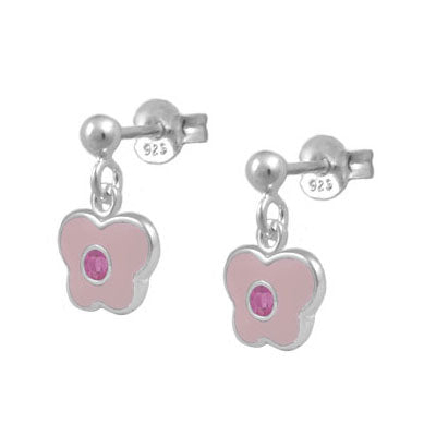 Girls Sterling Silver Birthstone Butterfly Dangling Earrings 1